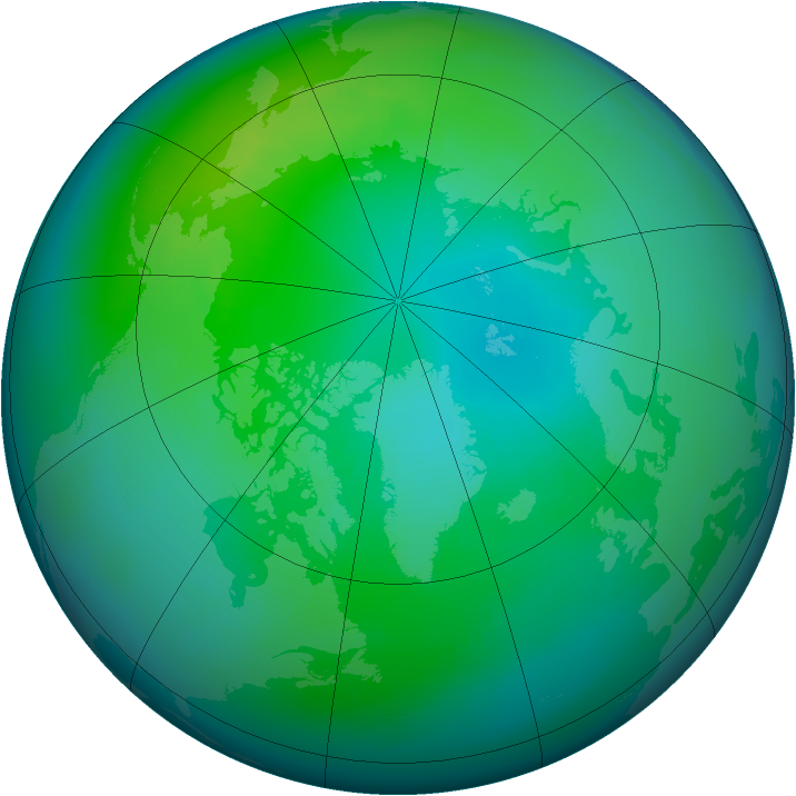 Arctic ozone map for October 1998